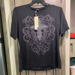 *NWT* Lady Noiz Boutique XL Black Shirt with Rhinestone Accents